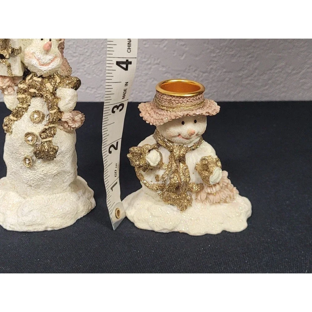Oatmeal Collection 3-Piece Snowman Family Candlestick Holder Set Vintage 1999